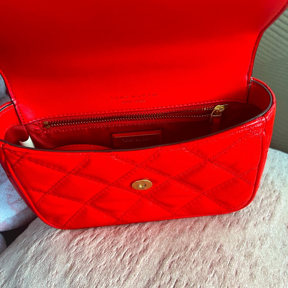 Tory Burch Red Quilted Leather Mini Handbag - Picture 6 of 8